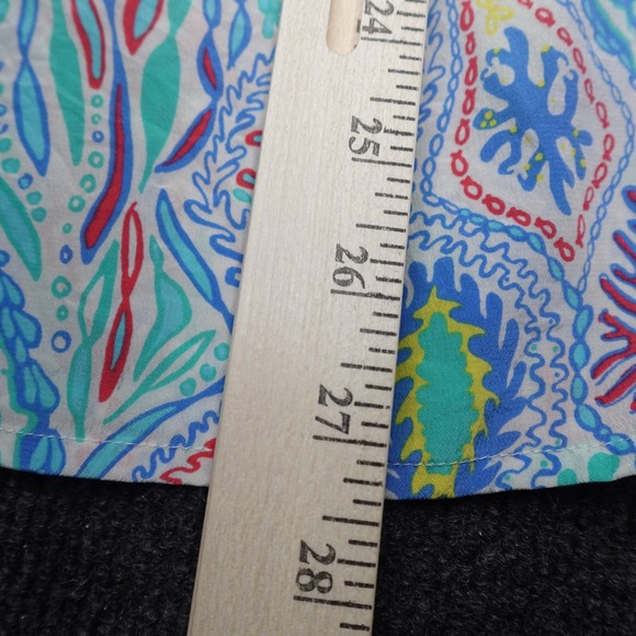 Lilly Pulitzer Blouse Coral Reef Silk Preppy Women Size L Blue - Picture 6 of 8